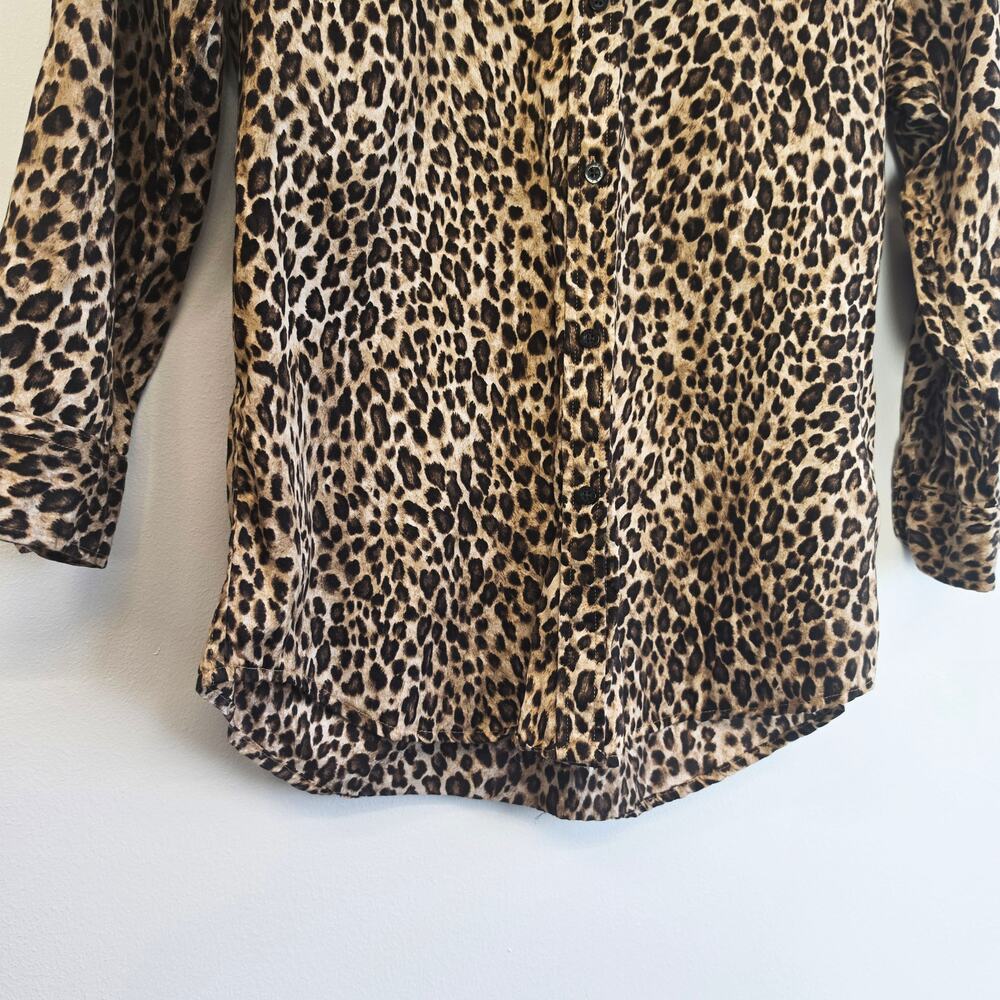 Lauren Ralph Lauren Leopard Print Button Up Shirt Sz Small Animal Print LRL - Picture 2 of 8